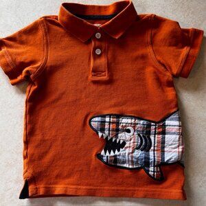Gymboree Shark Alert Plaid Preppy Shark Polo 2T